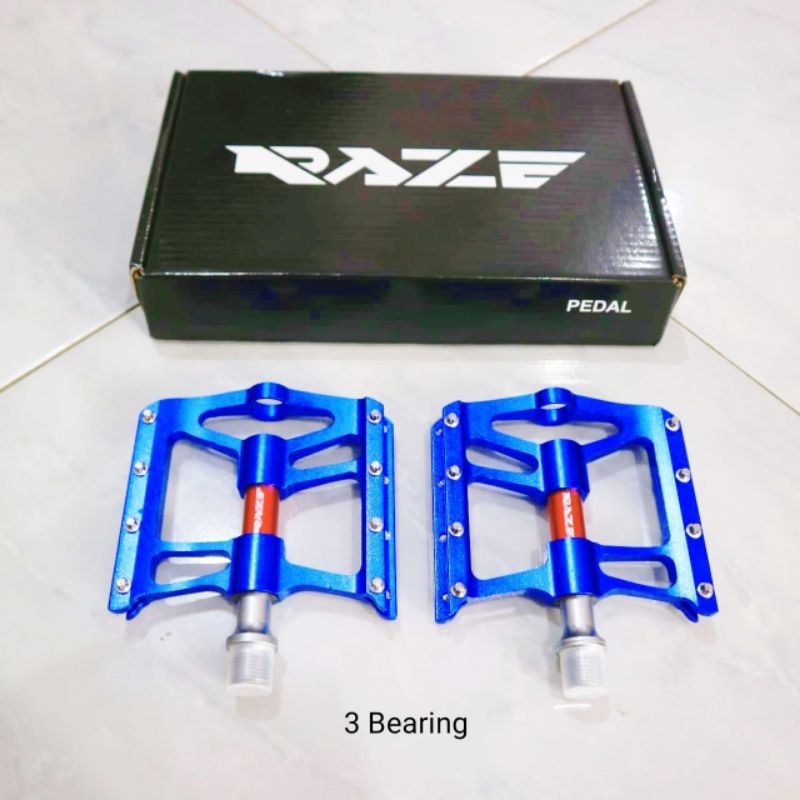 PEDAL RAZE 3 BEARING ALLOY SERI 60 BIRU PIJAKAN KAKI MTB RINGAN KUAT LONCER