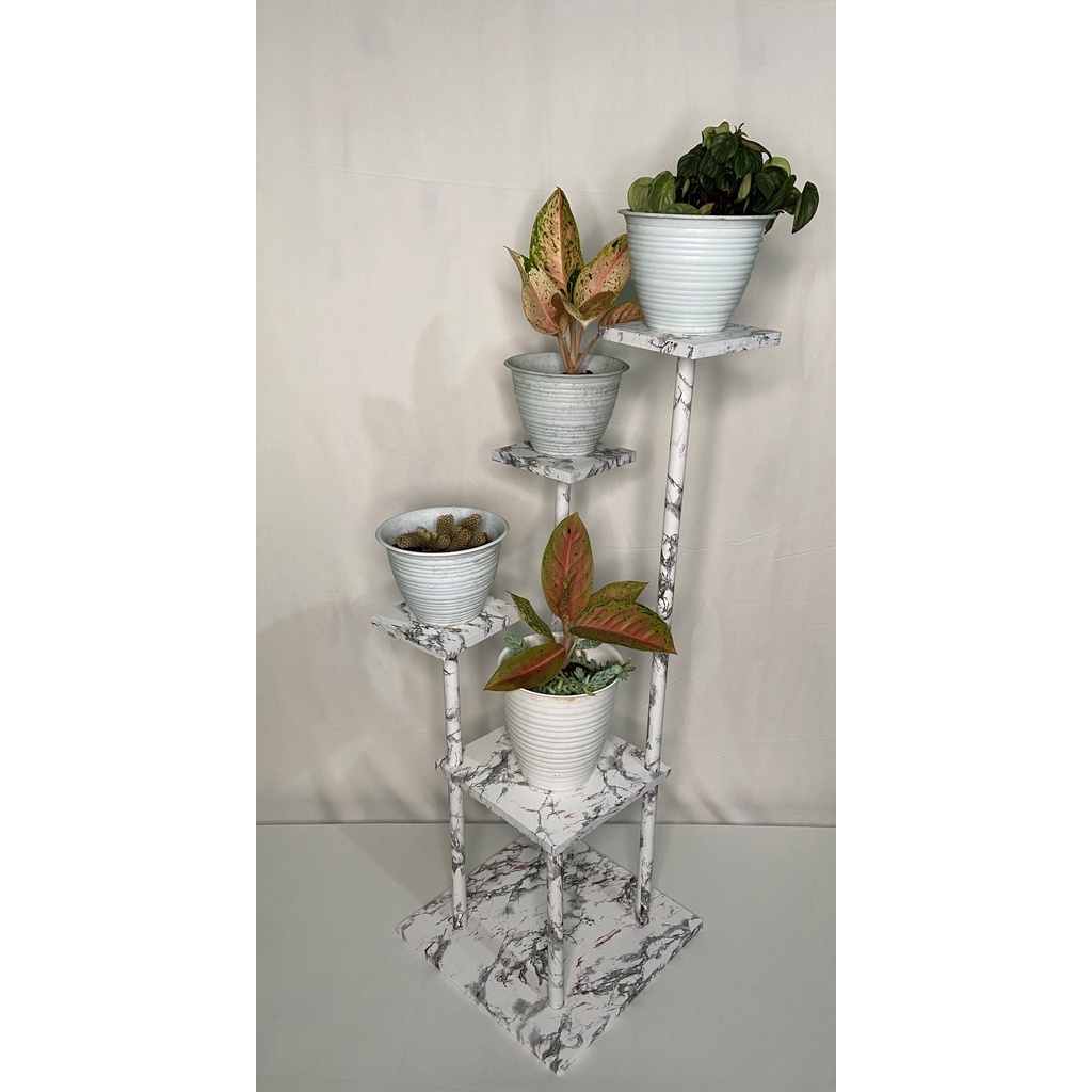 RAK BUNGA MINIMALIS RAK BUNGA SUSUN RAK BUNGA LANTAI TINGKAT 4 BESAR KOTAK MARMER PUTIH MARMER PUTIH