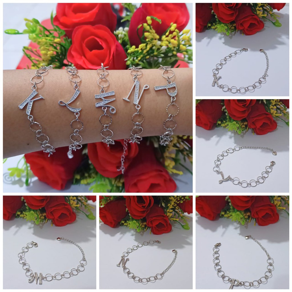 Gelang huruf Inisial Huruf ring bulat A-Z silver gold Chat Kami pilih huruf (COD)