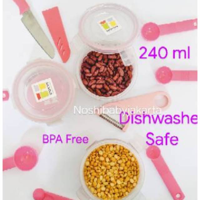 Komax biokips pink bulat 240 ml / Food Container / wadah menyimpan MPASI