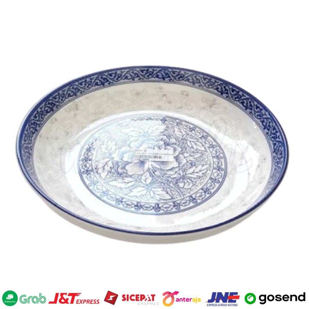 PIRING KERAMIK MOTIF KLASIK BIRU PUTIH ST MORITZ