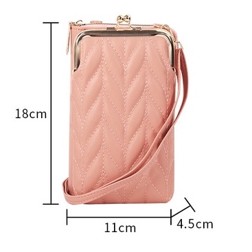 Tas ponsel wanita / Tas Selempang kulit sederhana / Tas Selempang bahu resleting tunggal multifungsi/  Dompet Vertikal fashion