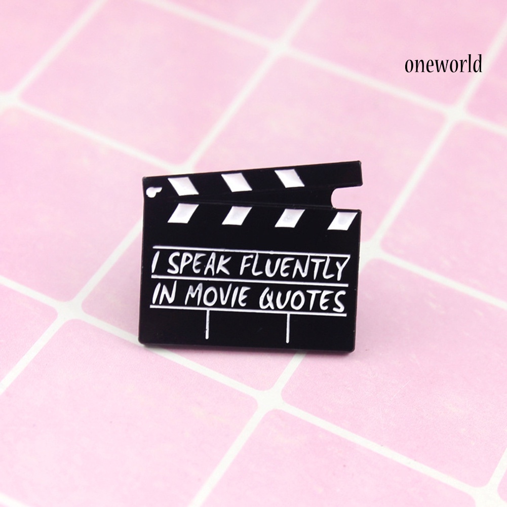 OW@ Creative Movie Clapboard Enamel Brooch Pin Unisex Denim Jacket Collar Badge