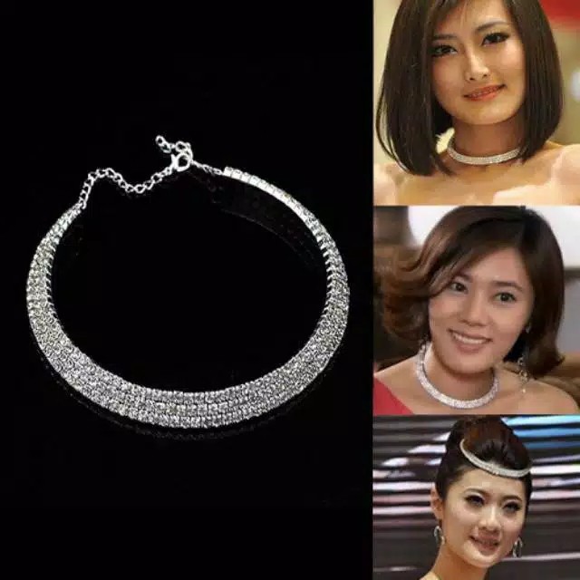 Kalung choker mata rhinestone
