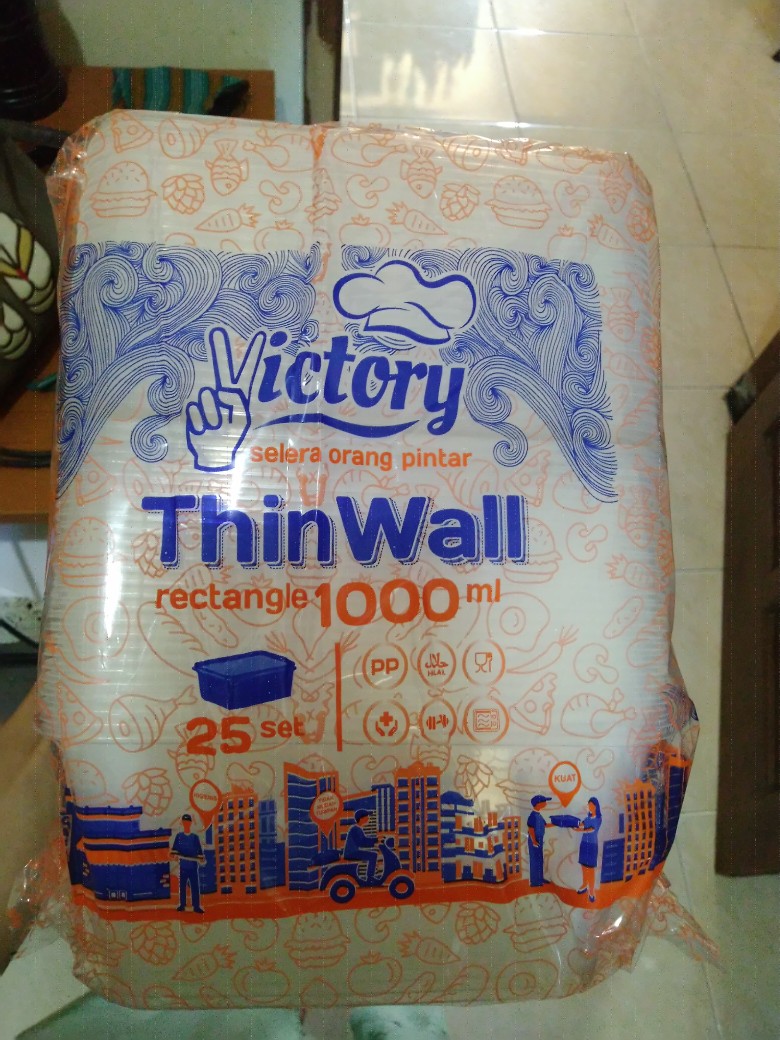 Murah Nih!!! Thinwal Rec 1000ml 25 Psc /food Container Box Tempat Makanan Plastik Thinwall 1000ml