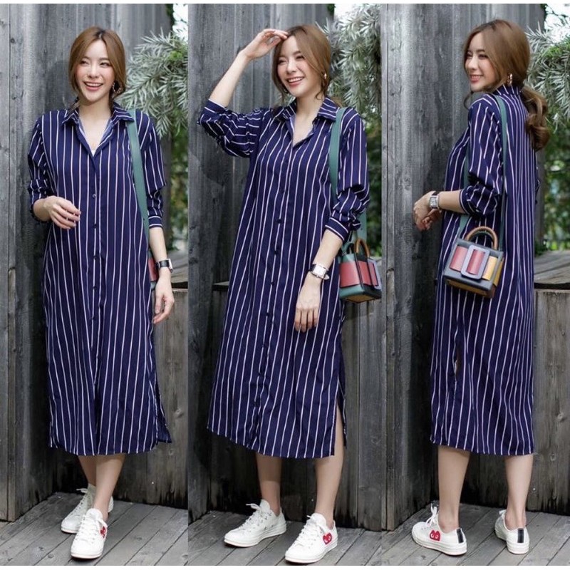 long tunik salur busui friendly / tunik motif salur /tunik panjang busui / K 013350