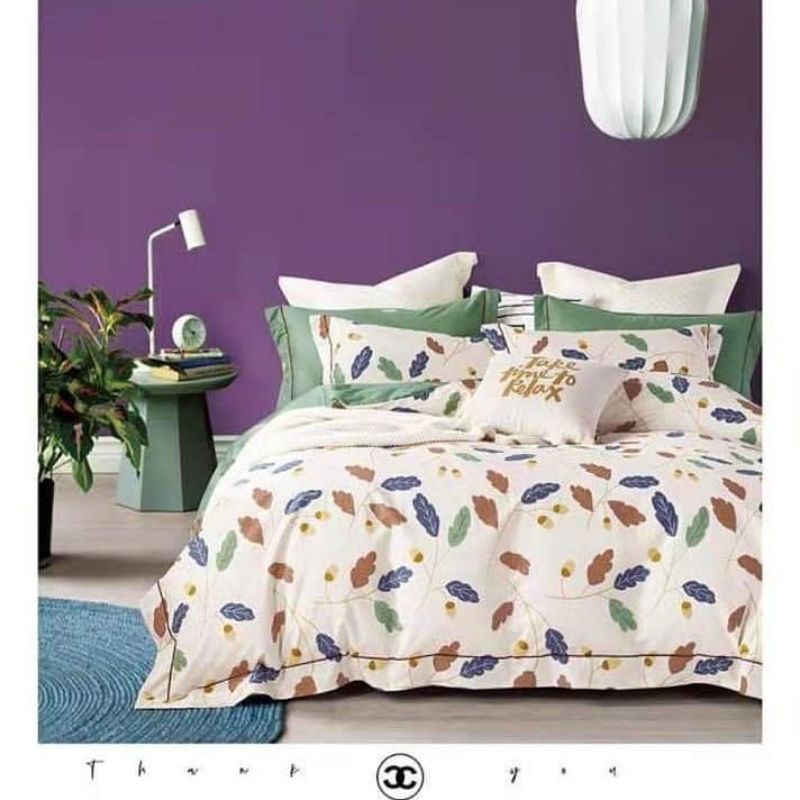 Seprei katun Jepang motif bunga putih