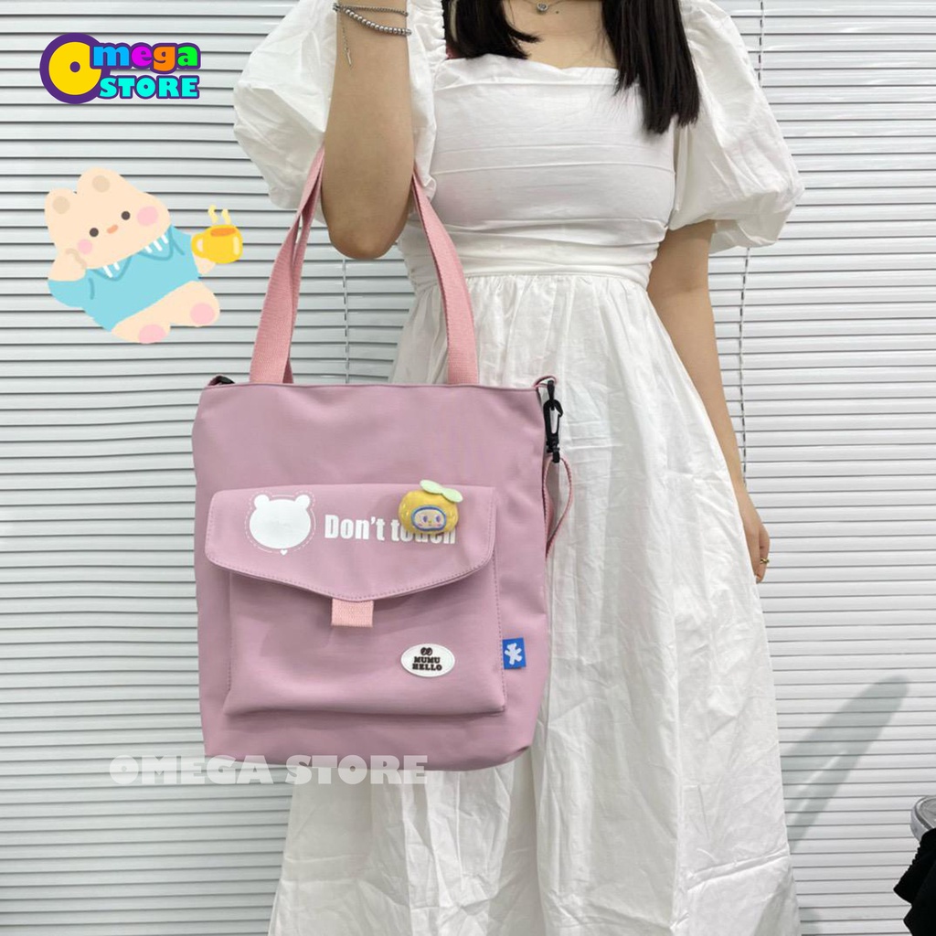[O&amp;S] Tote Bag Kanvas Wanita Resleting Kpop Aesthetic Kekinian Korea Style Multifungsi-OS264