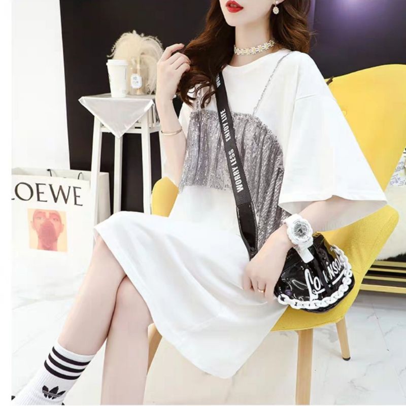 MDLV ~ 6818 BLINK CAMI OVERLAY TEE KOREA TEE OVERSIZE ATASAN OVERSIZE FASHION KOREA FASHION IMPORT