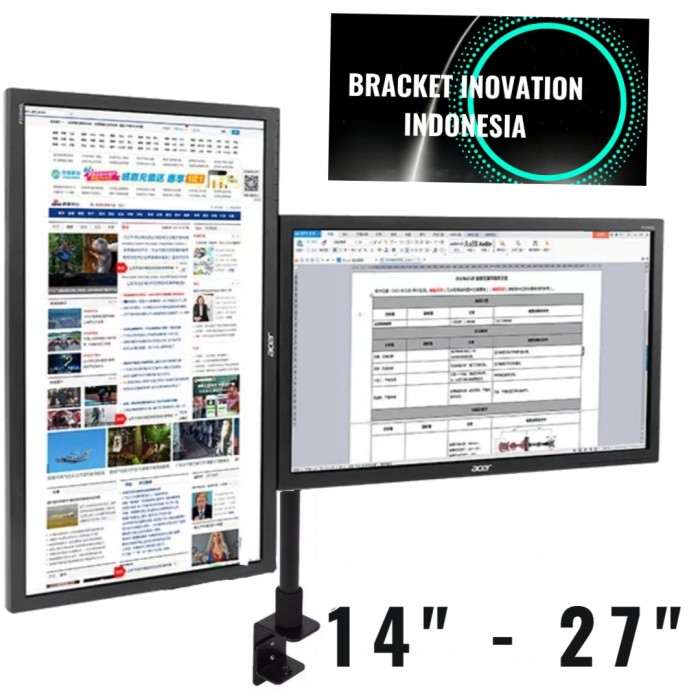 bracket Dual monitor double monitor arm mount 15 17 19 20 24 27 inch