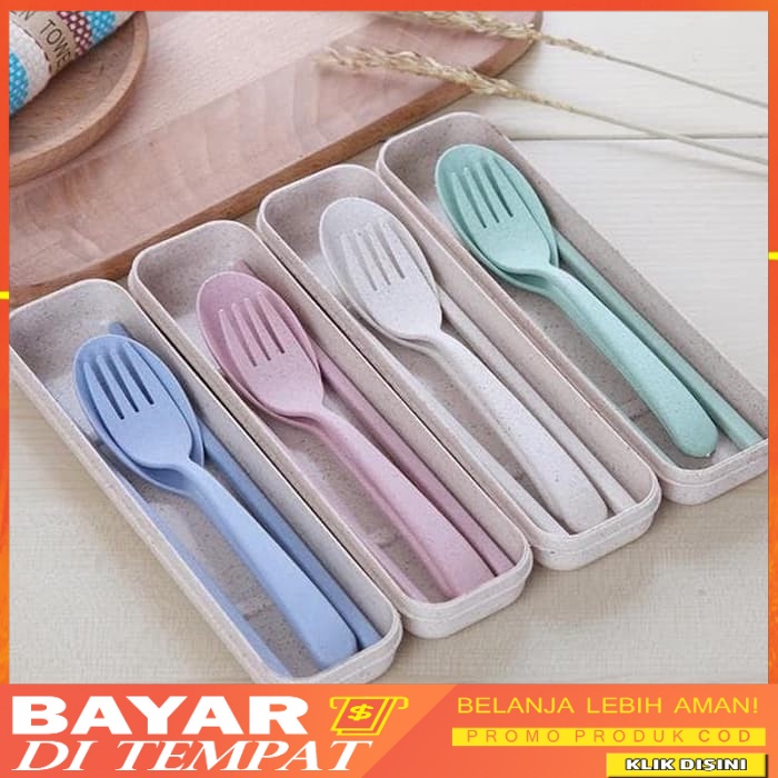 Sendok Set Jerami Wheat 3 in 1 Alat Makan Set Jerami Wheat