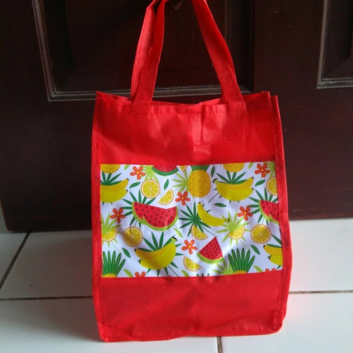

NEW tas motif 22x22 utk nasi kotak / besek / kue / tumpeng mini / sembako - fruits