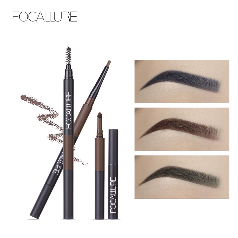 Focallure 3 in 1 Auto EyeBrows Pen Waterproof Eyebrow Pencil Automatic Pen With Powder