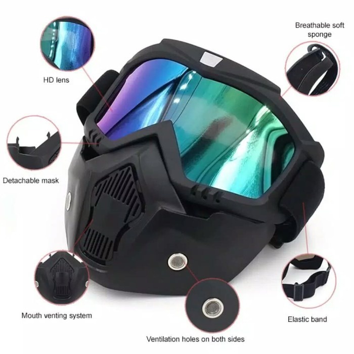 Google Mask Helm Masker Google / Google Glasses Kacamata + Masker Retro - Google Mask Kaca Mata Helm Motor Airsoft Mask Model Topeng