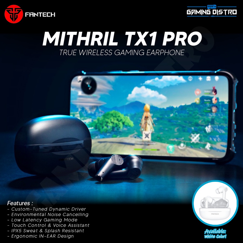 Headset Gaming Fantech Mithril TX1 PRO TWS Gaming Mode Low Latency Noise Cancelling