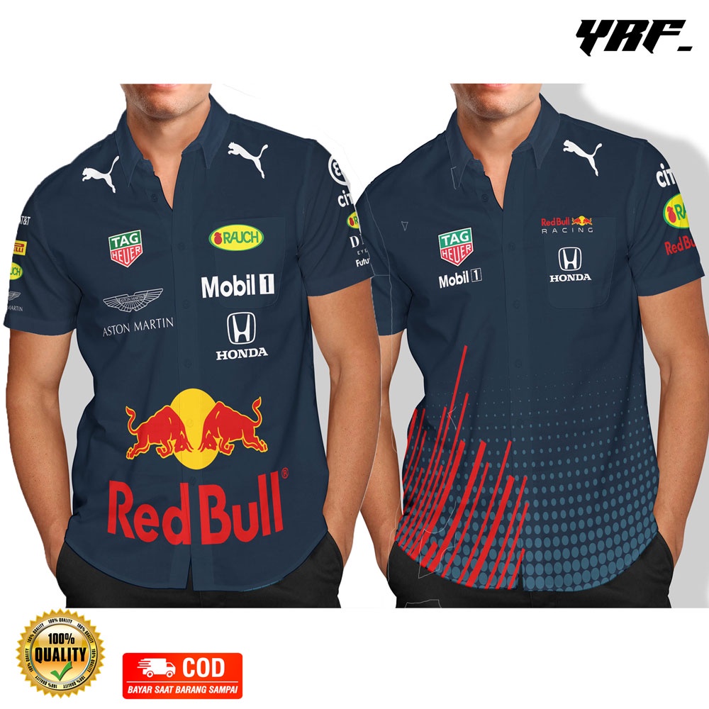 Baju Kemeja F1 Redbull Racing Team Formula One Lengan Pendek 2021 2022 Full Print