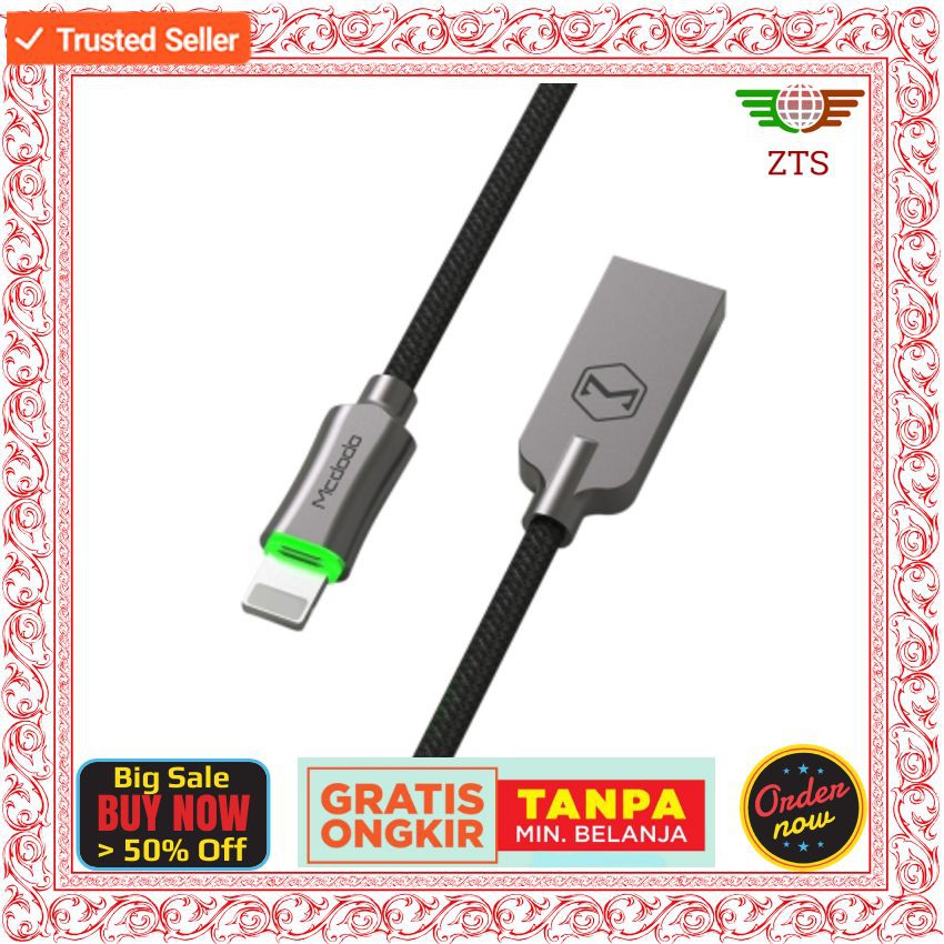 [PO 3-10 Hari Dijamin Sampai] MCDODO CA - 390 Knight Series 8 Pin 2.4A Data Cable 1.8M