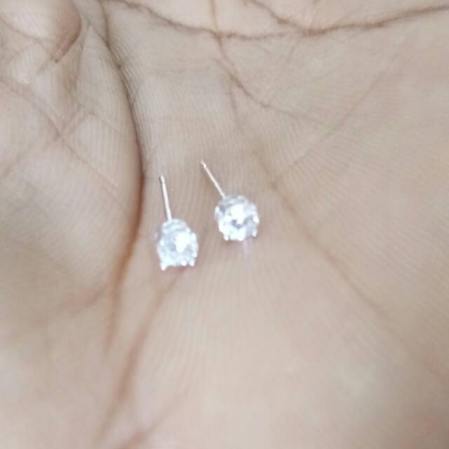 Anting tusuk emas asli kadar 750 emas putih