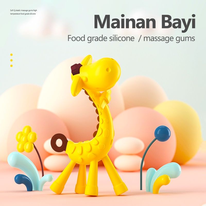 Teether giraffe mainan gigi gigitan bayi jerapah