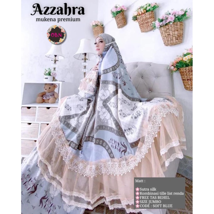 azzahra mukena mukenah rukuh rukoh sutra renda polos putih jumbo bigsize oversize all size bunga ade