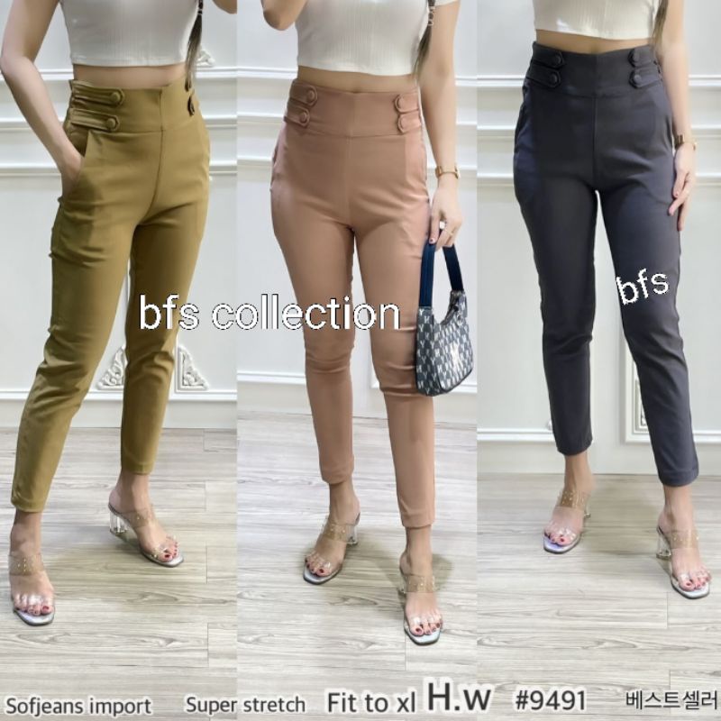 Celana Wanita SoftJeans Stretch Side Button 9421