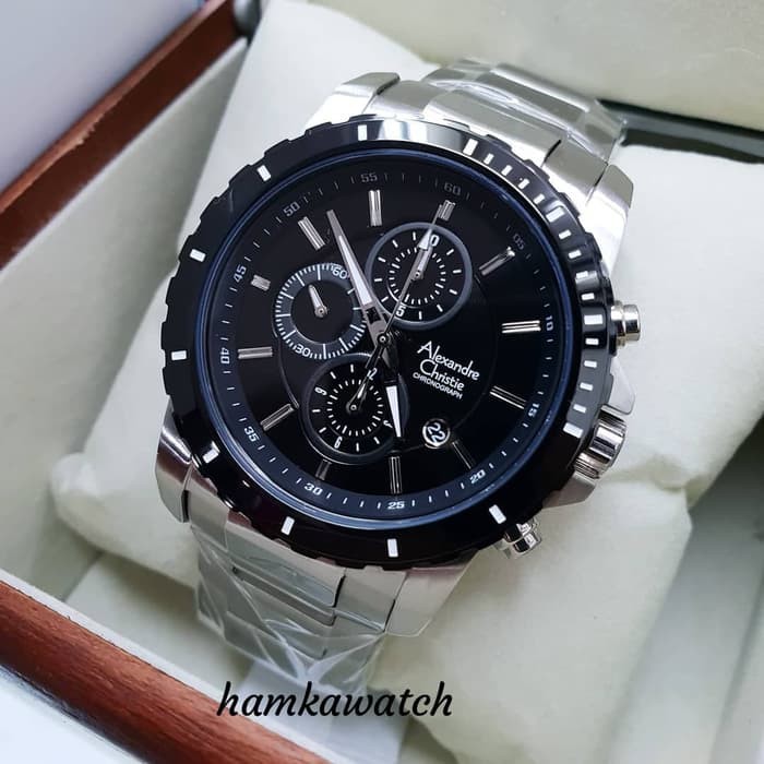 jam tangan pria alexander cristie ac6141 original silver black