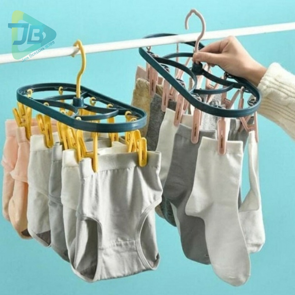 RT52 gantungan hanger hook jepit jepitan jemuran jemur baju kaos kaki jepit 12 klip JB5349