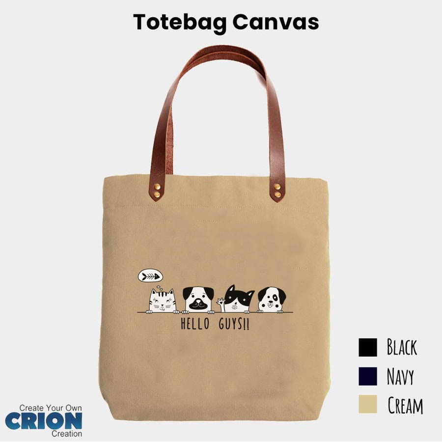 Totebag Canvas Synthetic Leather Strap Friendship Animal Series - By crion