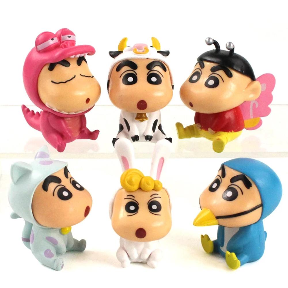 Needway Crayon Shin-Chan Rabbit 6pcs Model Mainan Cosplay Hewan Shinnosuke