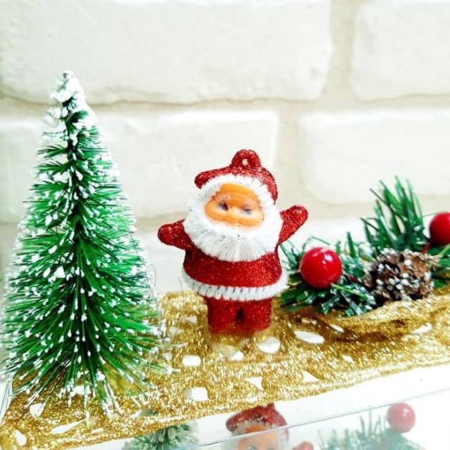 Pajangan Kue Santa Christmas Tree Salju Cake Topper Natal Hiasan Murah