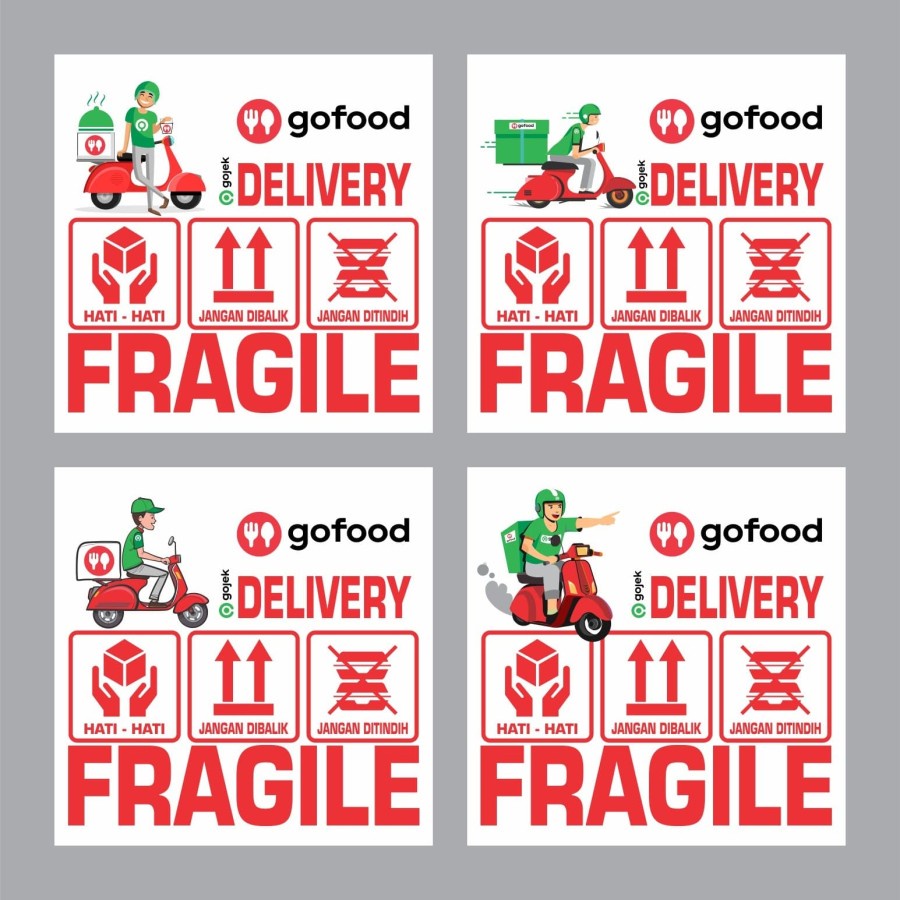 

stiker gofood go food gojek delivery stiker makanan fragile 5.5x5.5cm