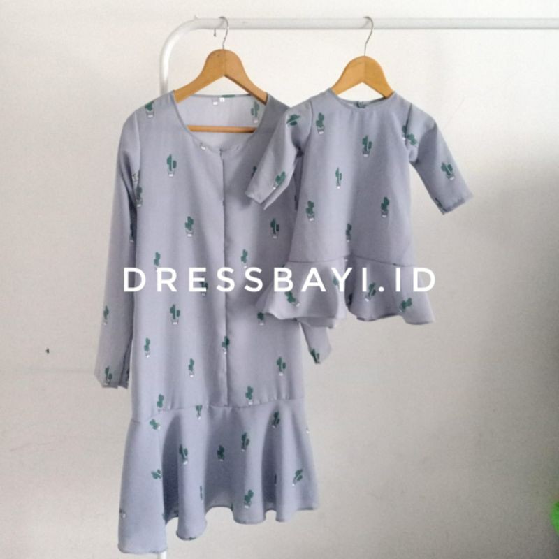 Baju Kembar Ibu Anak Warna Blue Grey