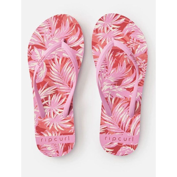 Sandal Wanita Ripcurl Sun Rays Floral Open Toe Shapers Thong Flip Flops - Red/Pink