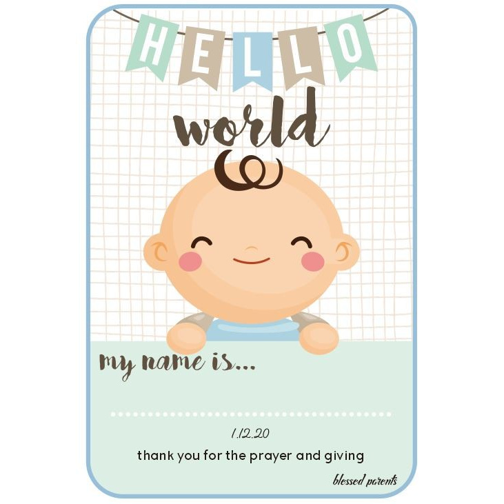 Custom HangTag Souvenir Kelahiran Bayi Unisex/ Hello Baby Thank You Tag