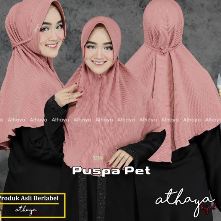 (LANGSUNG ATC..) (Ori ATHAYA) PET PLISKET•Bergo plisket lidi••Hijab instan