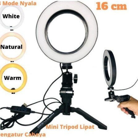 Ring Light 16 CM Tripod Mini Lipat H388S Live Streamer Selfie Make Up