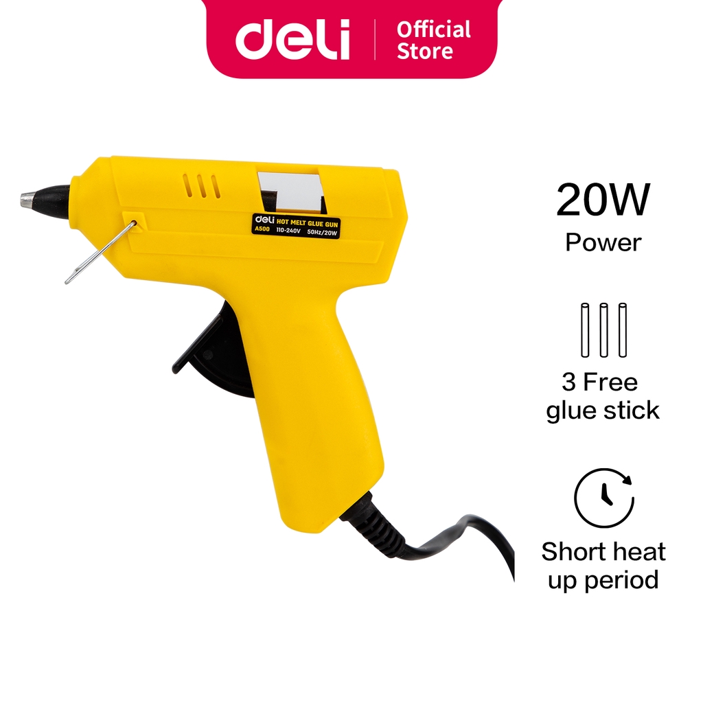 Deli Hot Melt Glue Gun Lem Tembak warna kuning daya