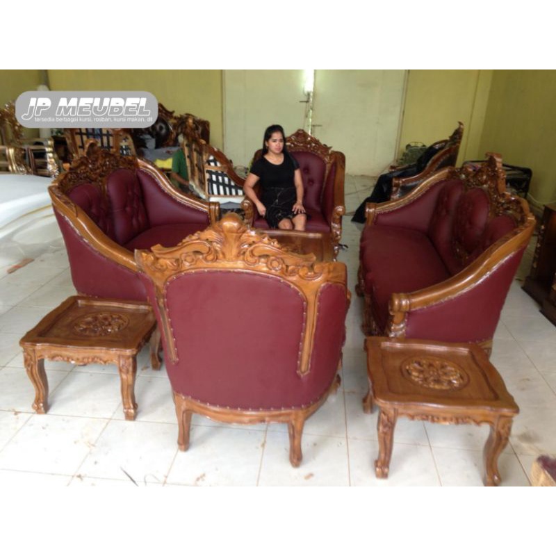 Kursi Ganesa / kursi tamu / kursi tamu Ganesa / kursi jati merah