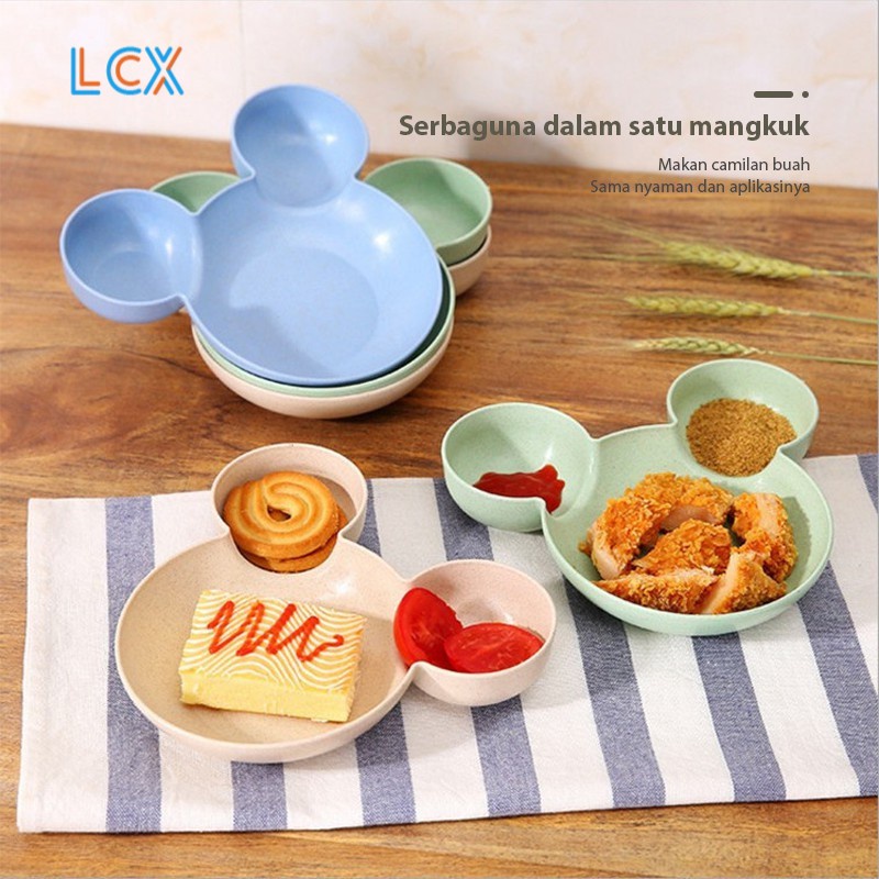 LCX Bayi Mangkok Set Anak Mangkuk Bentuk Kartun Gandum Set 4 Pcs BPA Free