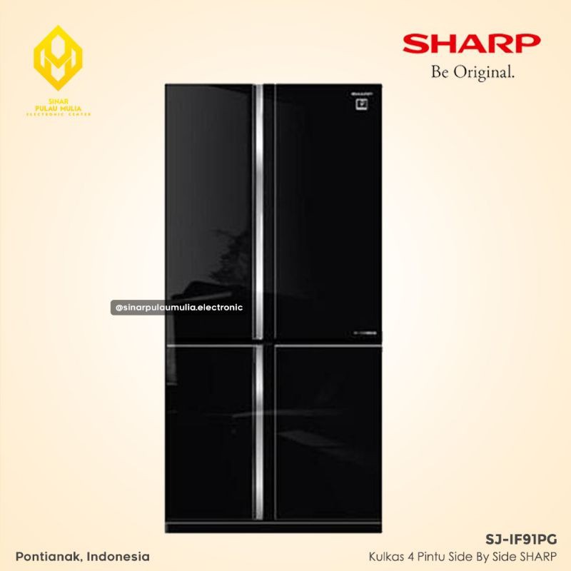Sharp Kulkas Side By Side 4 Pintu 695 Liter Inverter - SJ-IF91PG / SJ IF 91 PG BK / SJ IF 91PG BK