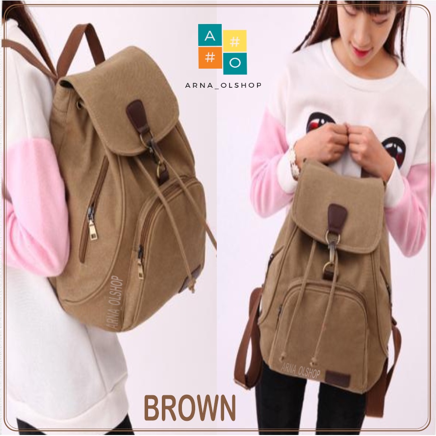 GHbag Klub New Arrival - Tas Ransel Canvas Backpack Up to 16 inch Tas Wanita Daypack