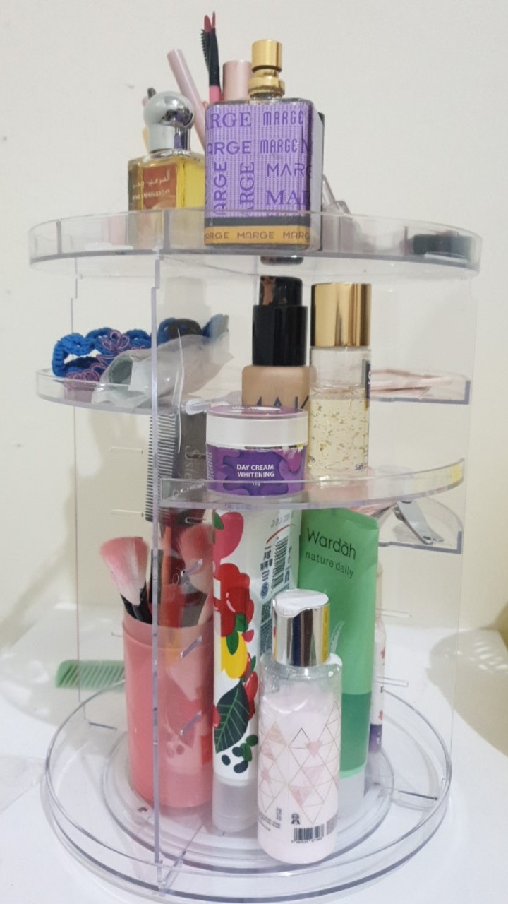 Tkis Rak Kosmetik Putar Acrylic & Make Up Putar 360 Derajat Best Quqlity Bahan Tebal Cuc-116