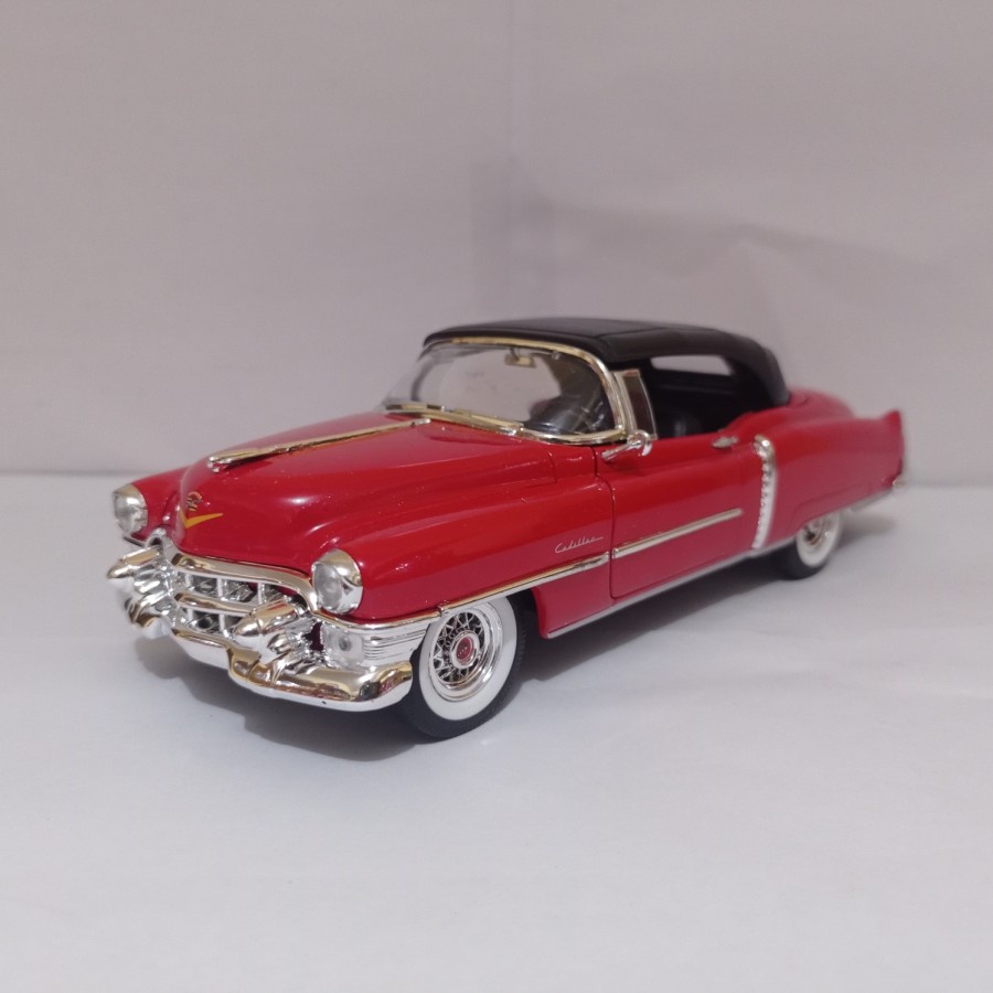 Diecast Cadillac Eldorado merah ori asli Welly skala 1:24 mobil klasik mainan koleksi murah