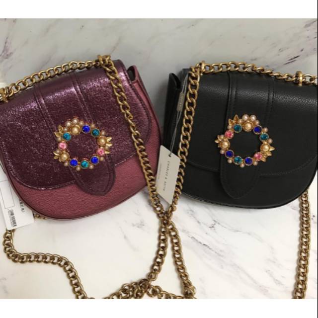 Tas cnk embellished buckle crossbody bag