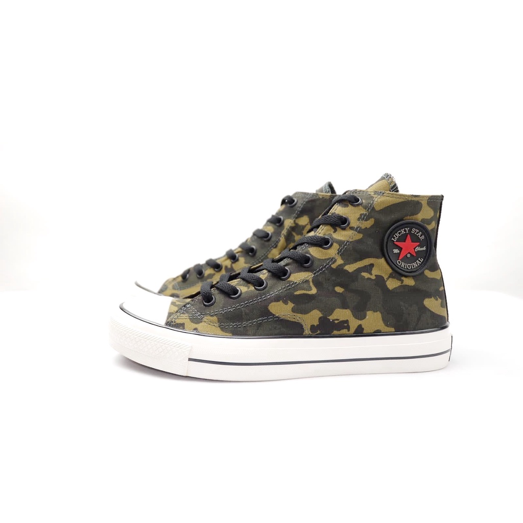 Lucky Star AF1 HI Camo Sepatu Sneakers Canvas Kasual