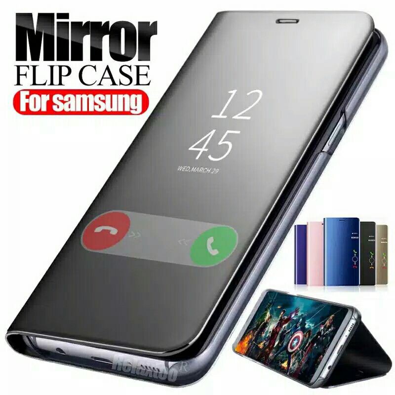 CASING OPPO RENO4,RENO3,A12,A52,A92,F1s,A5s,A5,A5s,A37,F7 FLIP COVER MIRROR ORIGINAL STANDING