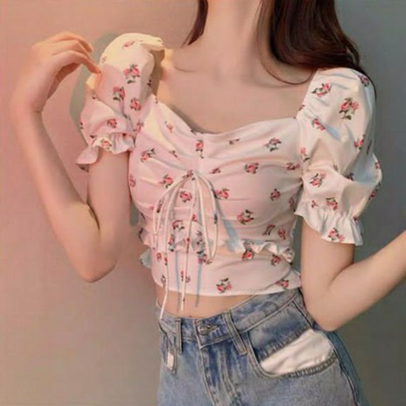 DIVYA TOP Sabrina / Crop top / blouse korea / baju import wanita