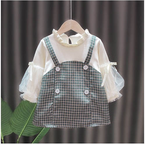 Dress anak IMPORT fashion baby korean style import anak perempuan warna CREAM KANCING 4 NEW