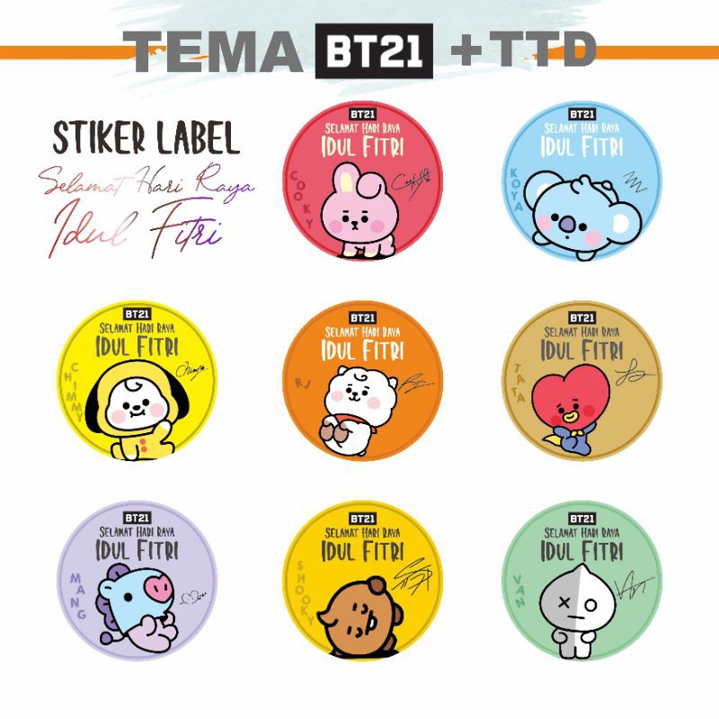 

stiker label ucapan selamat hari raya TINGGAL TEMPEL versi BTS lucu plus ttd