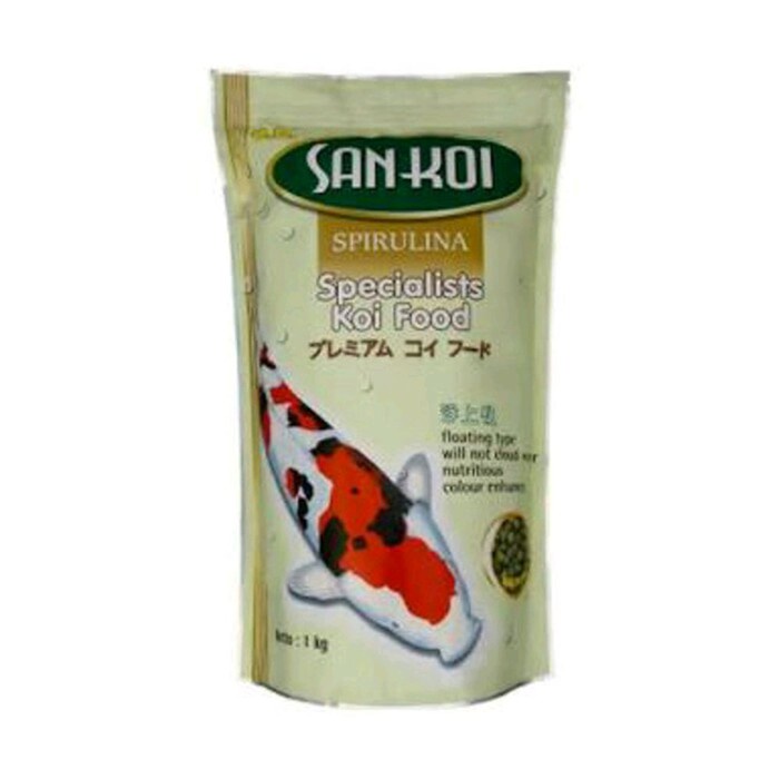 Pelet Pakan Makanan Ikan Koi Sankoi San Koi Spirulina 1Kg Size Small &amp; Medium